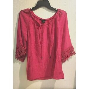 Robert Louis BlousesFushia Pink , Size Small, Peasant Blouse, 3/4 Bellsleeve